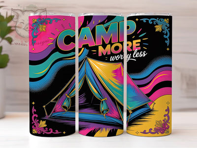 Camp More Vintage 20oz Tumbler Wrap, Camping Quotes, Outdoor Adventure, Rustic Outdoor Design, Vintage Camping, 20oz Tumbler Wrap, Sublimation PNG Sublimation Lara' s Designs 