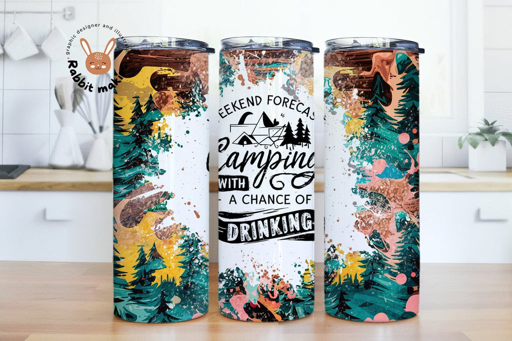 Camper 20oz Skinny Tumbler Design, Camping Sublimation Design - So Fontsy