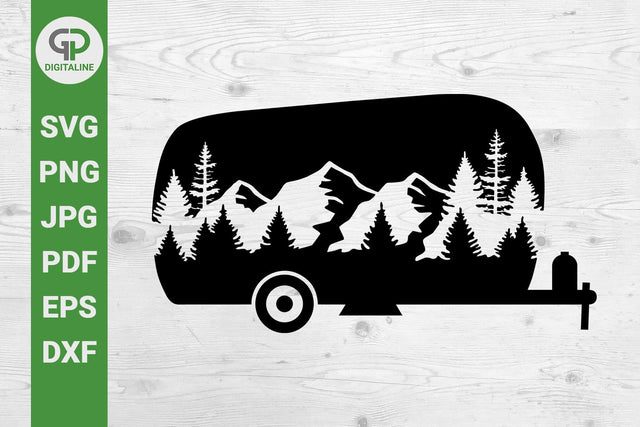 Camper, Forest, Mountain, Travel Trailer SVG SVG GPDigitaline 