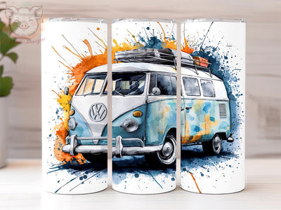 Camper Hippie Van 20oz Tumbler Png, Straight & Tapered Tumbler Png,Retro Hippie Van Tumbler Png, Digital Download PNG Sublimation Lara' s Designs 