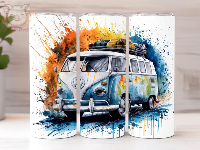 Camper Hippie Van 20oz Tumbler Png, Straight & Tapered Tumbler Png,Retro Hippie Van Tumbler Png, Digital Download PNG Sublimation Lara' s Designs 
