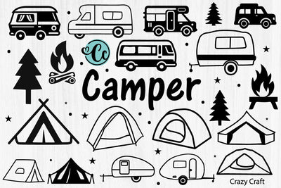 Camper Svg, Camper Svg Bundle, Camping Svg, Trailer Svg, Summer Svg, RV Svg, Camper Silhouette Svg SVG Crazy Craft 