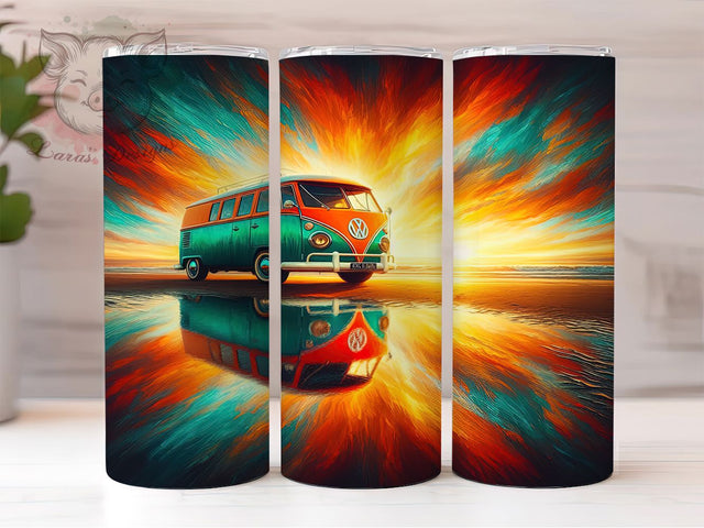 Camper Van Sunset Beach Travel Tumbler, Sunset Beach Tumbler, Summer Tumbler Design, Beach Road Trip Tumbler, 20Oz Tumbler Sublimation, RV Life Tumbler Wrap, Travel Tumbler PNG Sublimation Lara' s Designs 