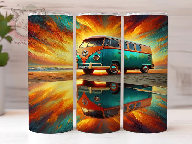 Camper Van Sunset Beach Travel Tumbler, Sunset Beach Tumbler, Summer Tumbler Design, Beach Road Trip Tumbler, 20Oz Tumbler Sublimation, RV Life Tumbler Wrap, Travel Tumbler PNG Sublimation Lara' s Designs 