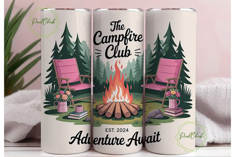 Campfire Club 20oz Tumbler Wrap Sublimation PixelChick 