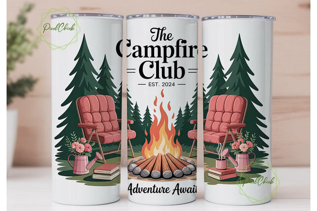 Campfire Club 20oz Tumbler Wrap Sublimation PixelChick 