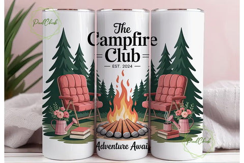 Campfire Club 20oz Tumbler Wrap Sublimation PixelChick 