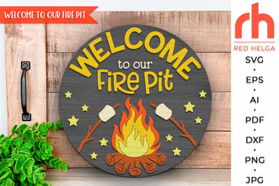 Campfire Door Sign SVG, Camper Hanger Cut File, Lake House SVG RedHelgaArt 