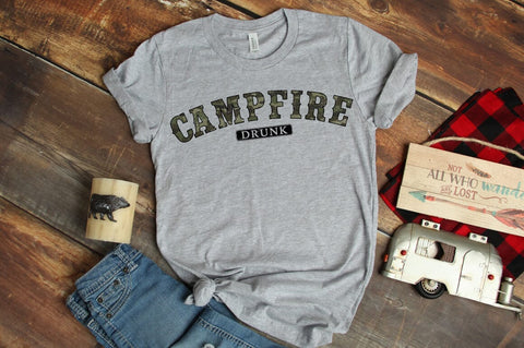 Campfire Drunk PNG, Funny Camping Shirt Design Sublimation Pickled Thistle Creative 