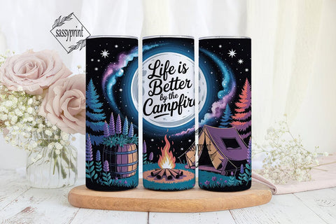 Campfire Moon 20oz Tumbler Wrap Sublimation sassyprint 