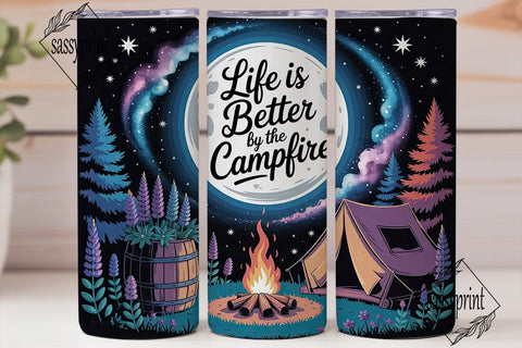 Campfire Moon 20oz Tumbler Wrap Sublimation sassyprint 