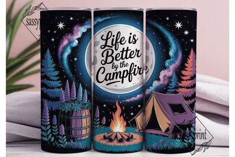 Campfire Moon 20oz Tumbler Wrap Sublimation sassyprint 