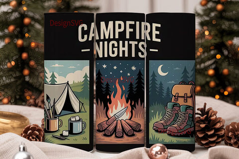Campfire Nights Tumbler Wrap Sublimation DesignSVG 