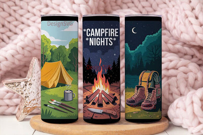 Campfire Nights Tumbler Wrap Sublimation DesignSVG 