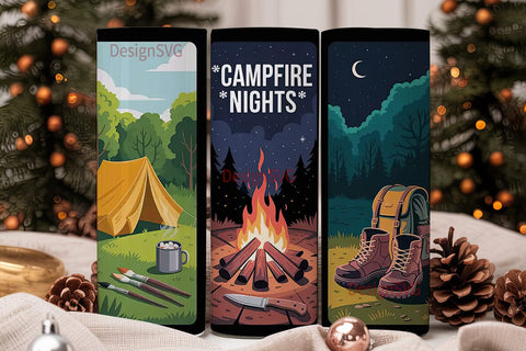Campfire Nights Tumbler Wrap Sublimation DesignSVG 