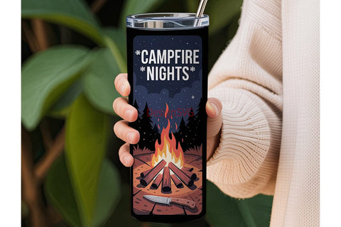 Campfire Nights Tumbler Wrap Sublimation DesignSVG 