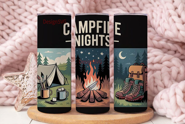 Campfire Nights Tumbler Wrap Sublimation DesignSVG 