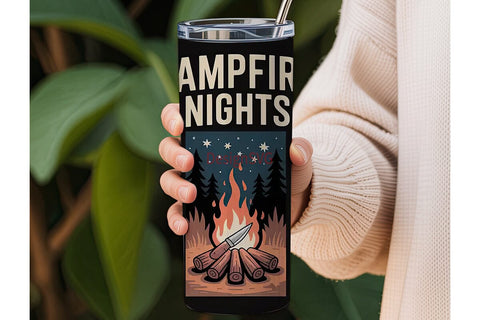 Campfire Nights Tumbler Wrap Sublimation DesignSVG 