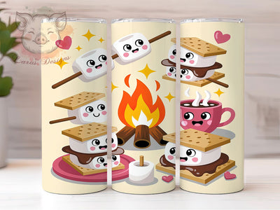 Campfire Smores Dessert Tumbler, Campfire Treat Sublimation Design, Sweet Smores Art, 20oz Dessert Tumbler, Whimsical Smores Mug, Cozy Campfire Cup, Chocolate Marshmallow Wrap Sublimation Lara' s Designs 