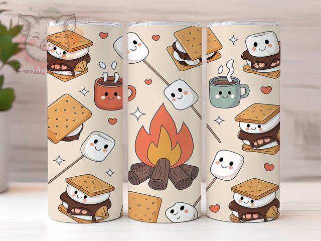 Campfire Smores Dessert Tumbler, Campfire Treat Sublimation Design, Sweet Smores Art, 20oz Dessert Tumbler, Whimsical Smores Mug, Cozy Campfire Cup, Chocolate Marshmallow Wrap Sublimation Lara' s Designs 