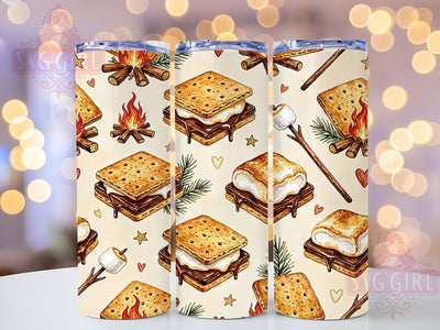 Campfire S’mores Pattern 20oz Tumbler, Campfire Tumbler Wrap, S’mores Cup Design, 20oz Sublimation Wrap, Outdoor Camping Pattern, Marshmallow Chocolate Tumbler, Cozy Campfire Cup, Sublimation Sublimation SvggirlplusArt 