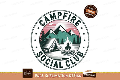 Campfire Social Club Mountain Adventure Scene Sublimation Designangry 