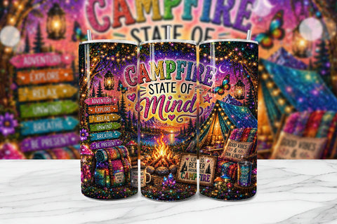 Campfire State of Mind Tumbler Wrap Sublimation BijouBay 