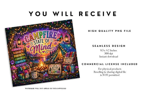 Campfire State of Mind Tumbler Wrap Sublimation BijouBay 