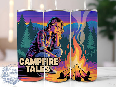 Campfire Tales Cowgirl 20oz Tumbler, Campfire Tales Quote, Confident Woman Wrap, Western Style Sublimation, 20oz Tumbler Wrap, Sublimation Design PNG, Rustic Cowgirl Gift Sublimation ToriDesigns 