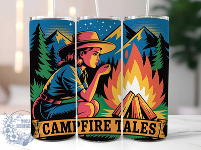 Campfire Tales Cowgirl 20oz Tumbler, Campfire Tales Quote, Confident Woman Wrap, Western Style Sublimation, 20oz Tumbler Wrap, Sublimation Design PNG, Rustic Cowgirl Gift Sublimation ToriDesigns 