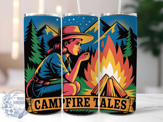 Campfire Tales Cowgirl 20oz Tumbler, Campfire Tales Quote, Confident Woman Wrap, Western Style Sublimation, 20oz Tumbler Wrap, Sublimation Design PNG, Rustic Cowgirl Gift Sublimation ToriDesigns 