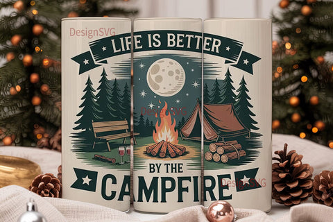 Campfire Tumbler Wrap Design Sublimation DesignSVG 