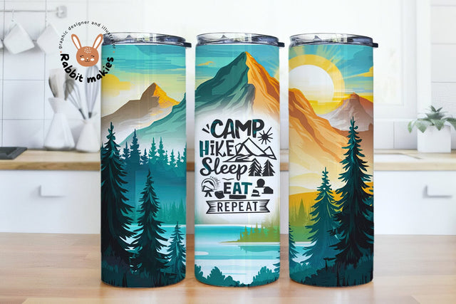 Camping 20 oz Skinny Tumbler Sublimation, Camp Tumbler Designs, Camp Life Tumbler Wrap Sublimation Rabbitmakies 