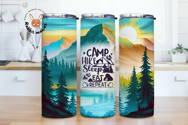 Camping 20 oz Skinny Tumbler Sublimation, Camp Tumbler Designs, Camp Life Tumbler Wrap Sublimation Rabbitmakies 