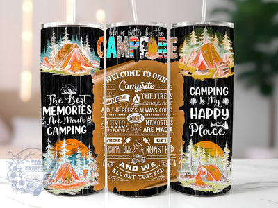 Camping 20oz Skinny Tumbler, Life Is Better By The Campfire Tumbler Png, Straight & Tapered Tumbler Wrap, Instant Digital Download Sublimation ToriDesigns 