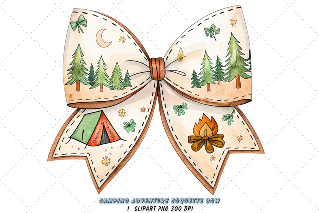 Camping Adventure Coquette Bow Clipart, camping adventure bow, coquette bow clipart, tent theme bow, adventure design art, digital bow design, outdoor camping bow, nature bow art, camping design clipart, coquette bow art, adventure sublimation design Sublimation FloridPrintables 