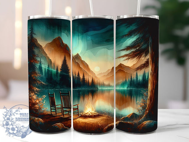 Camping Adventure Nature Tumbler Wrap, Outdoor Life Tumbler, Nature Lover Design, Campfire Gift Design, Mountain Camp Pattern, Wilderness Tumbler Art, Hiking Adventure Cup Sublimation ToriDesigns 