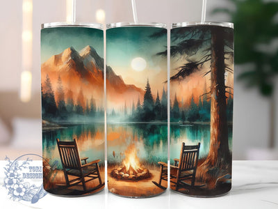 Camping Adventure Nature Tumbler Wrap, Outdoor Life Tumbler, Nature Lover Design, Campfire Gift Design, Mountain Camp Pattern, Wilderness Tumbler Art, Hiking Adventure Cup Sublimation ToriDesigns 