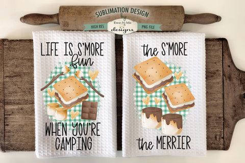 Camping and S'mores Sublimation Kitchen Towel Designs Sublimation Ewe-N-Me Designs 