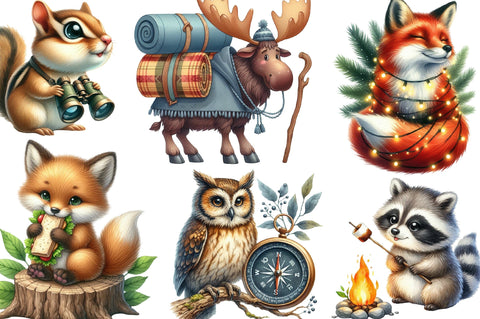 Camping Animals Clipart Sublimation SVGista 