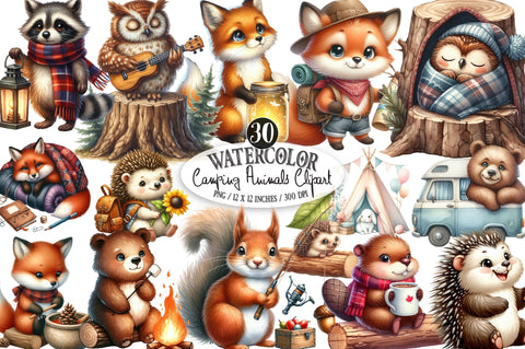 Camping Animals Clipart Sublimation SVGista 
