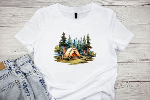 Camping Background Watercolor Clipart Bundle Sublimation Designangry 