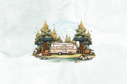Camping Background Watercolor Clipart Bundle Sublimation Designangry 