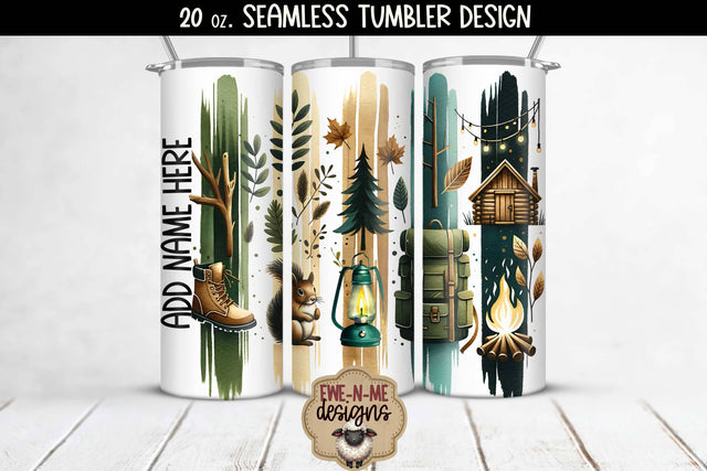 Camping Brushstrokes Backpack - 20 oz Seamless Tumbler Sublimation Ewe-N-Me Designs 