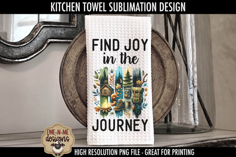 Camping Brushstrokes Fathers Day Sublimation Kitchen Towel Designs Sublimation Ewe-N-Me Designs 