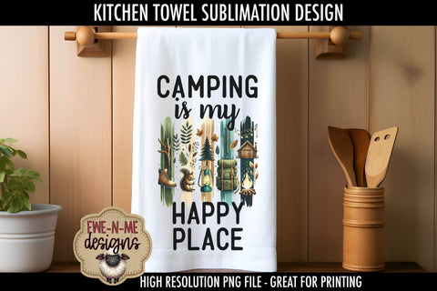 Camping Brushstrokes Fathers Day Sublimation Kitchen Towel Designs Sublimation Ewe-N-Me Designs 