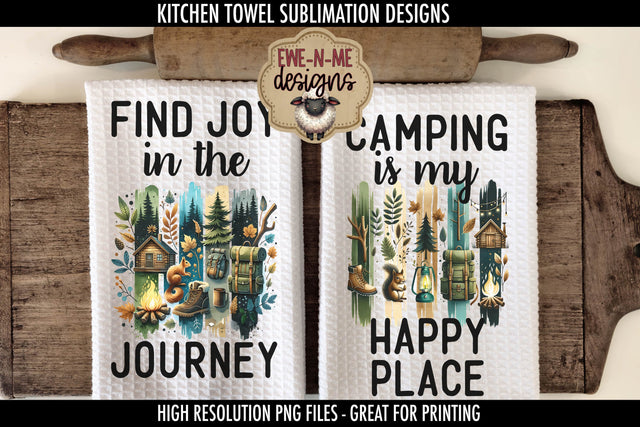 Camping Brushstrokes Fathers Day Sublimation Kitchen Towel Designs Sublimation Ewe-N-Me Designs 