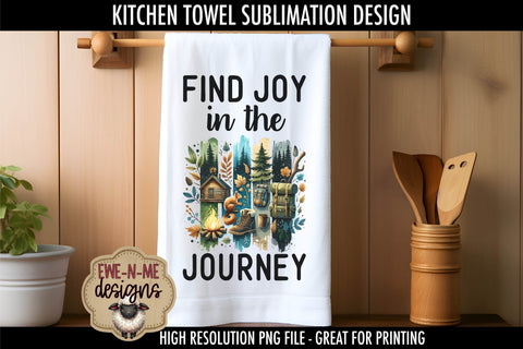 Camping Brushstrokes Fathers Day Sublimation Kitchen Towel Designs Sublimation Ewe-N-Me Designs 