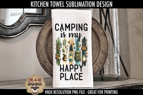 Camping Brushstrokes Fathers Day Sublimation Kitchen Towel Designs Sublimation Ewe-N-Me Designs 