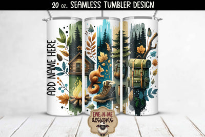 Camping Brushstrokes Squirrel - 20 oz Seamless Tumbler Sublimation Ewe-N-Me Designs 